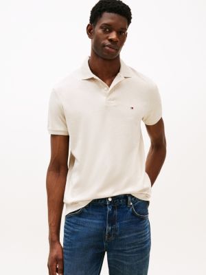 white regular fit poloshirt voor heren - tommy hilfiger