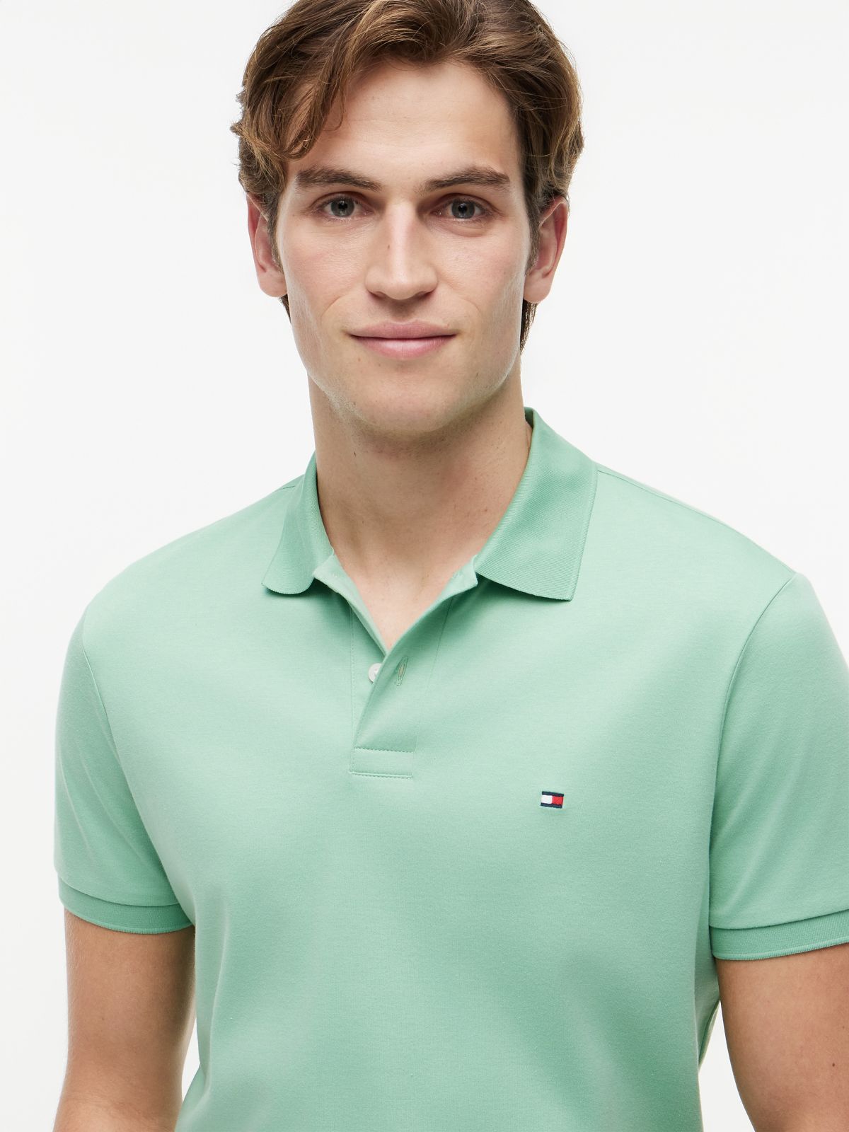 Fluid Cotton Interlock Knit Polo Shirt — Green