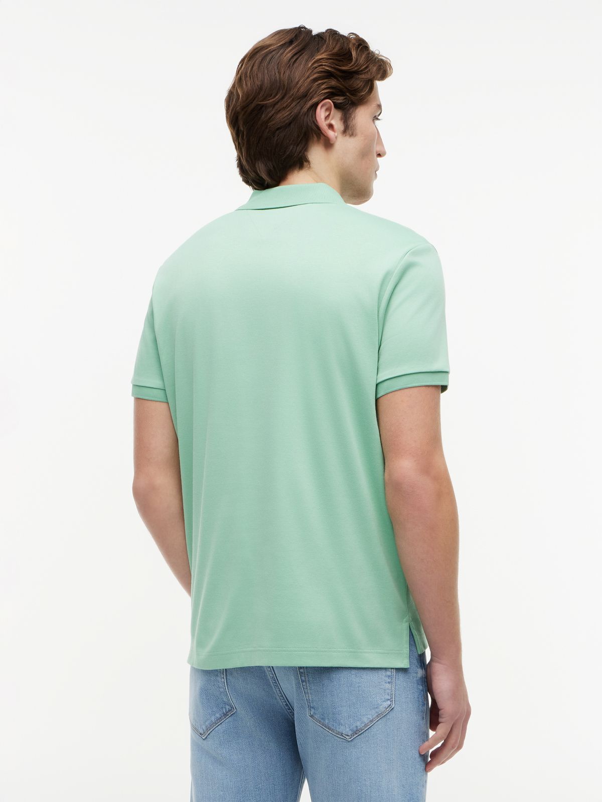 Fluid Cotton Interlock Knit Polo Shirt — Green