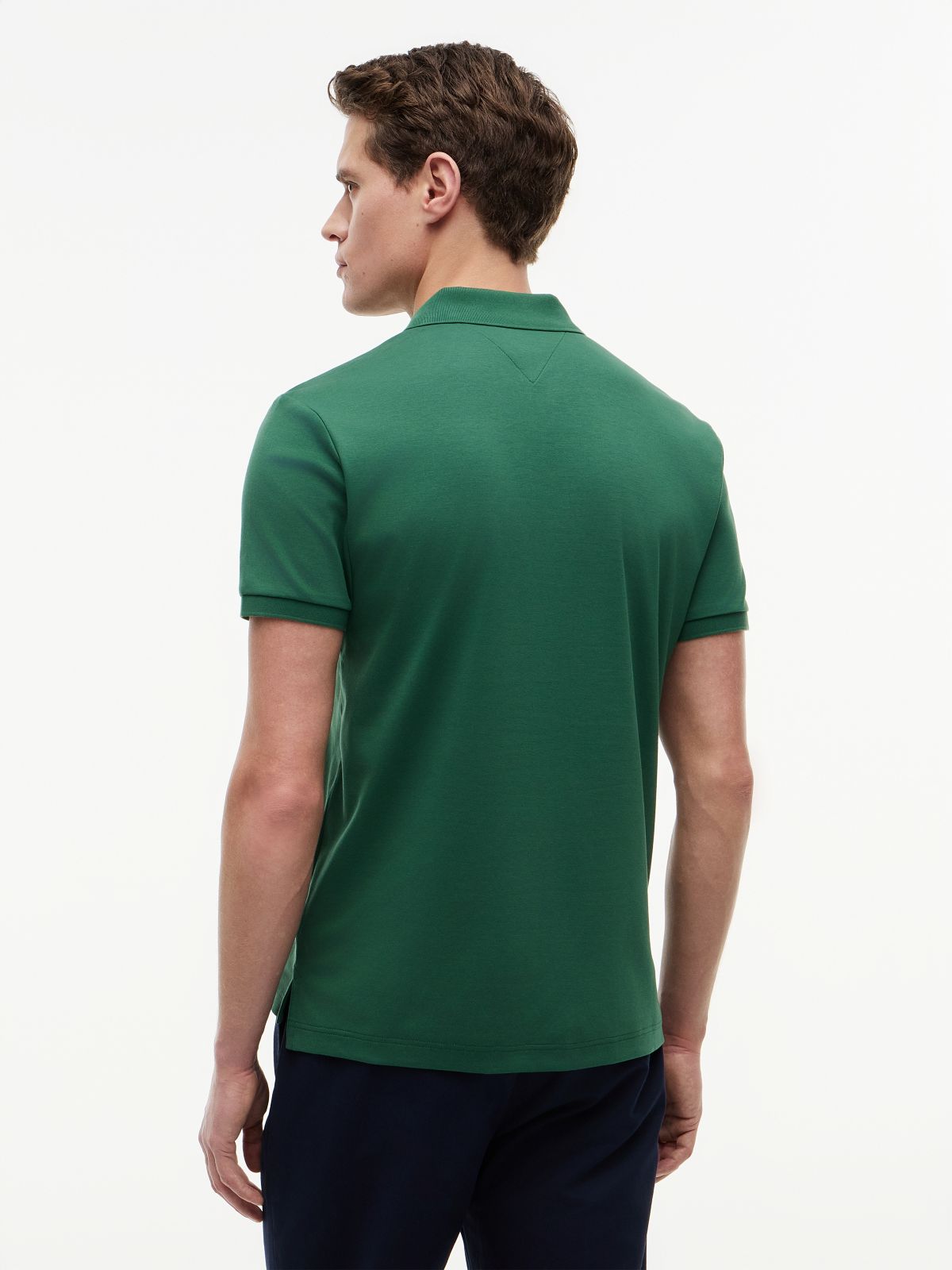 Fluid Cotton Interlock Knit Polo Shirt — Green