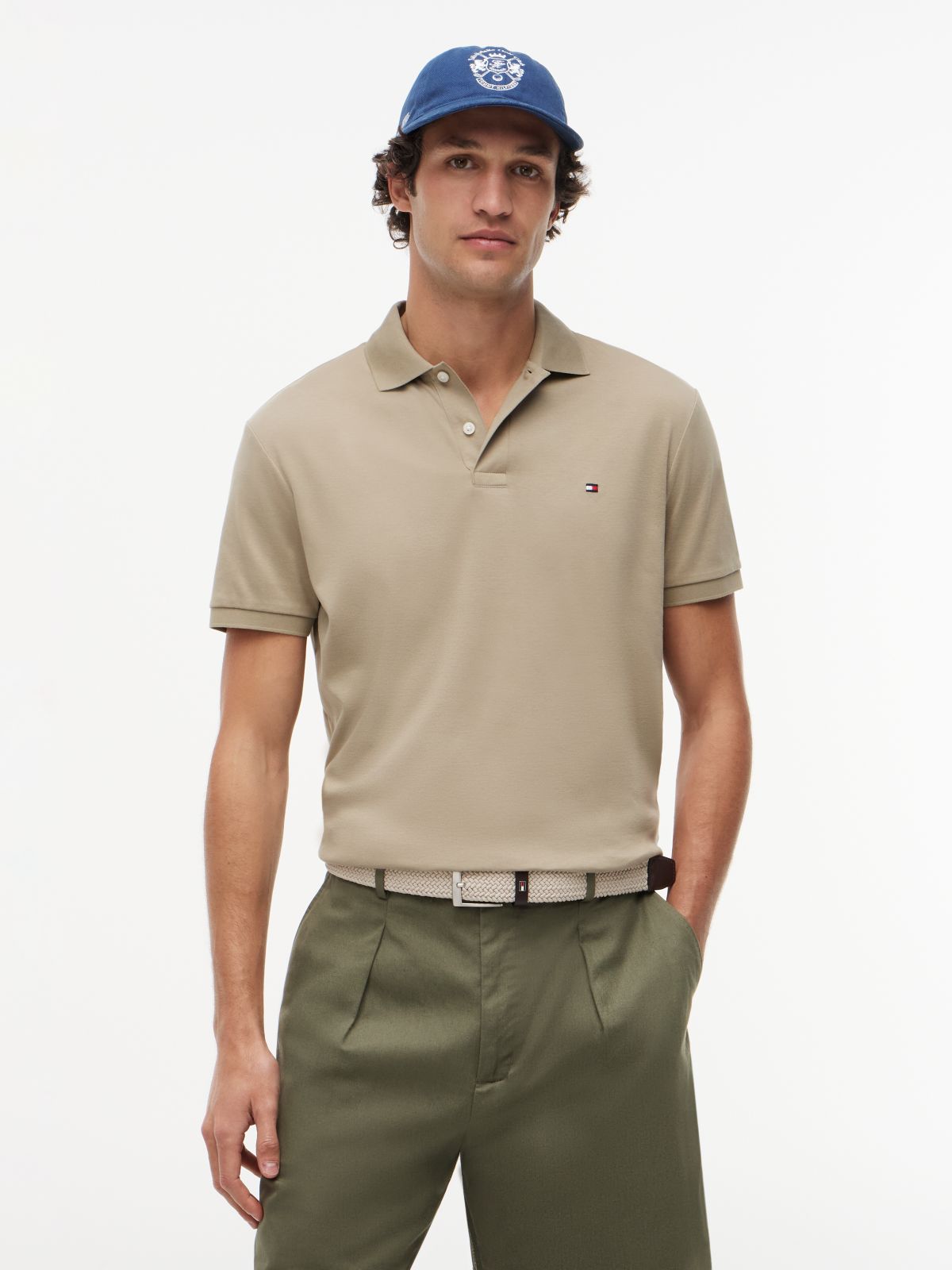 Fluid Cotton Interlock Knit Polo Shirt — Green