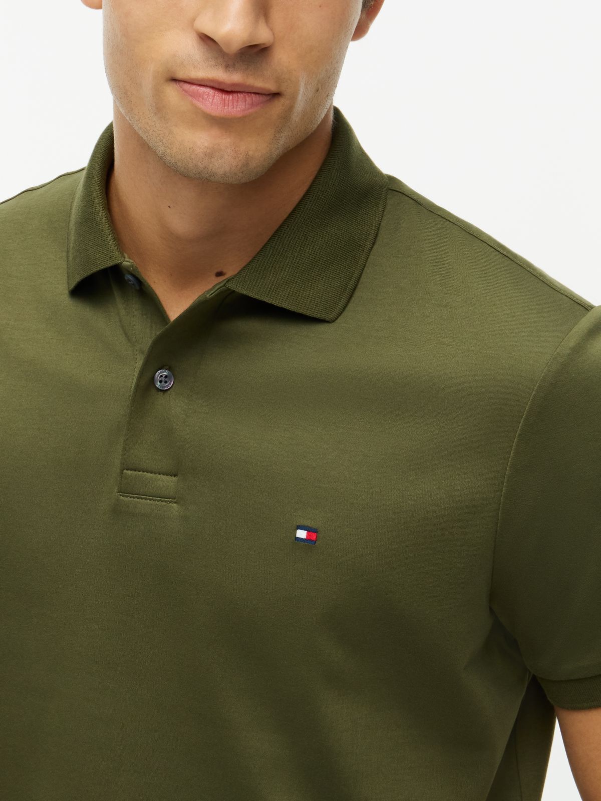 Fluid Cotton Interlock Knit Polo Shirt — Green