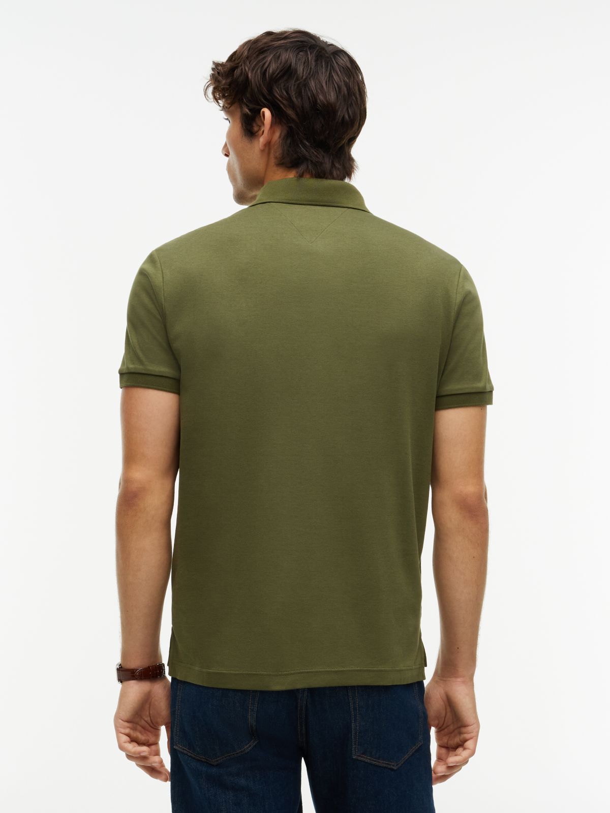 Fluid Cotton Interlock Knit Polo Shirt — Green