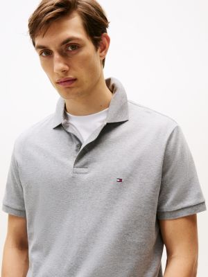 grey liquid cotton regular fit polo shirt for men tommy hilfiger
