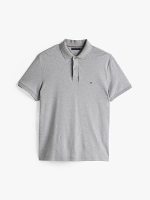 grey liquid cotton regular fit polo shirt for men tommy hilfiger