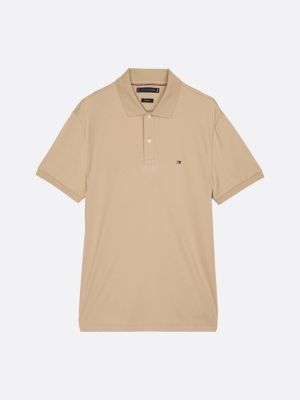 beige liquid cotton regular fit polo shirt for men tommy hilfiger
