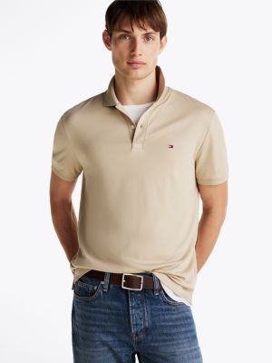 beige regular fit poloshirt für herren - tommy hilfiger