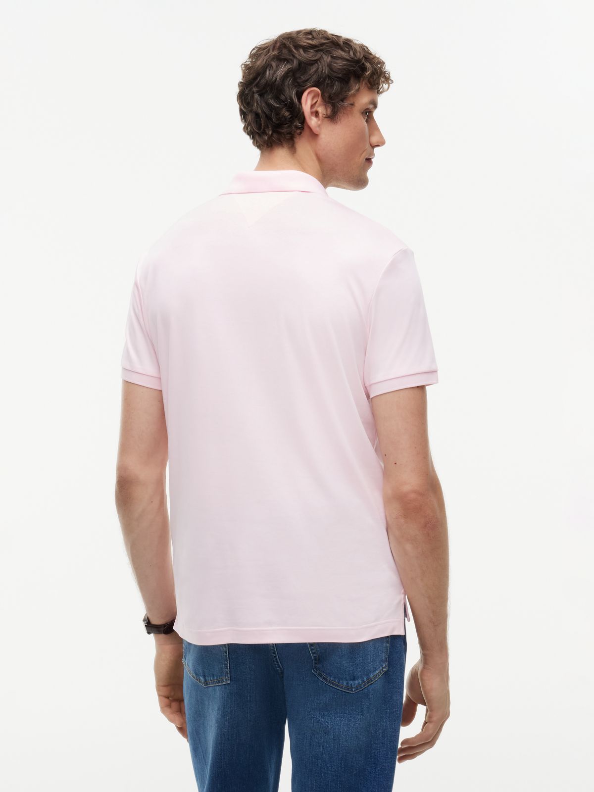 Fluid Cotton Interlock Knit Polo Shirt — Pink