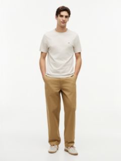 Flag Embroidery Jersey Crew Neck T-Shirt — Beige 2