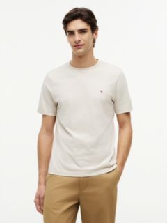 Flag Embroidery Jersey Crew Neck T-Shirt — Beige 1