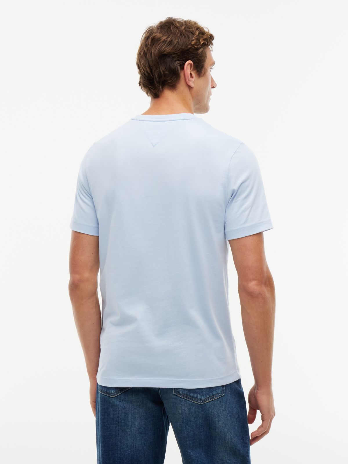 Flag Embroidery Jersey Crew Neck T-Shirt — Blue