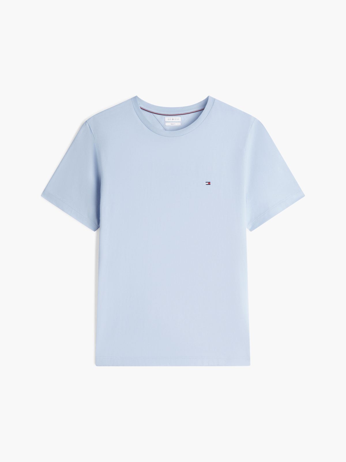 Flag Embroidery Jersey Crew Neck T-Shirt — Blue