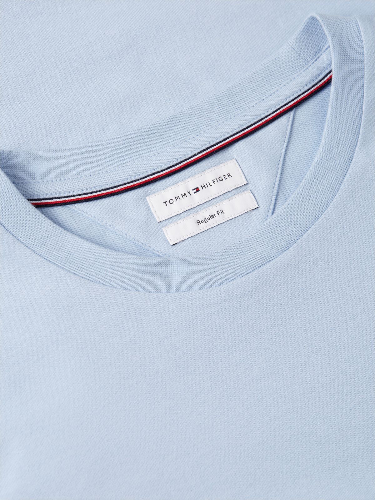 Flag Embroidery Jersey Crew Neck T-Shirt — Blue