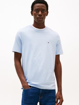 blue t-shirt met geborduurde vlag voor heren - tommy hilfiger