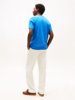 Flag Embroidery Jersey Crew Neck T-Shirt — Blue 4