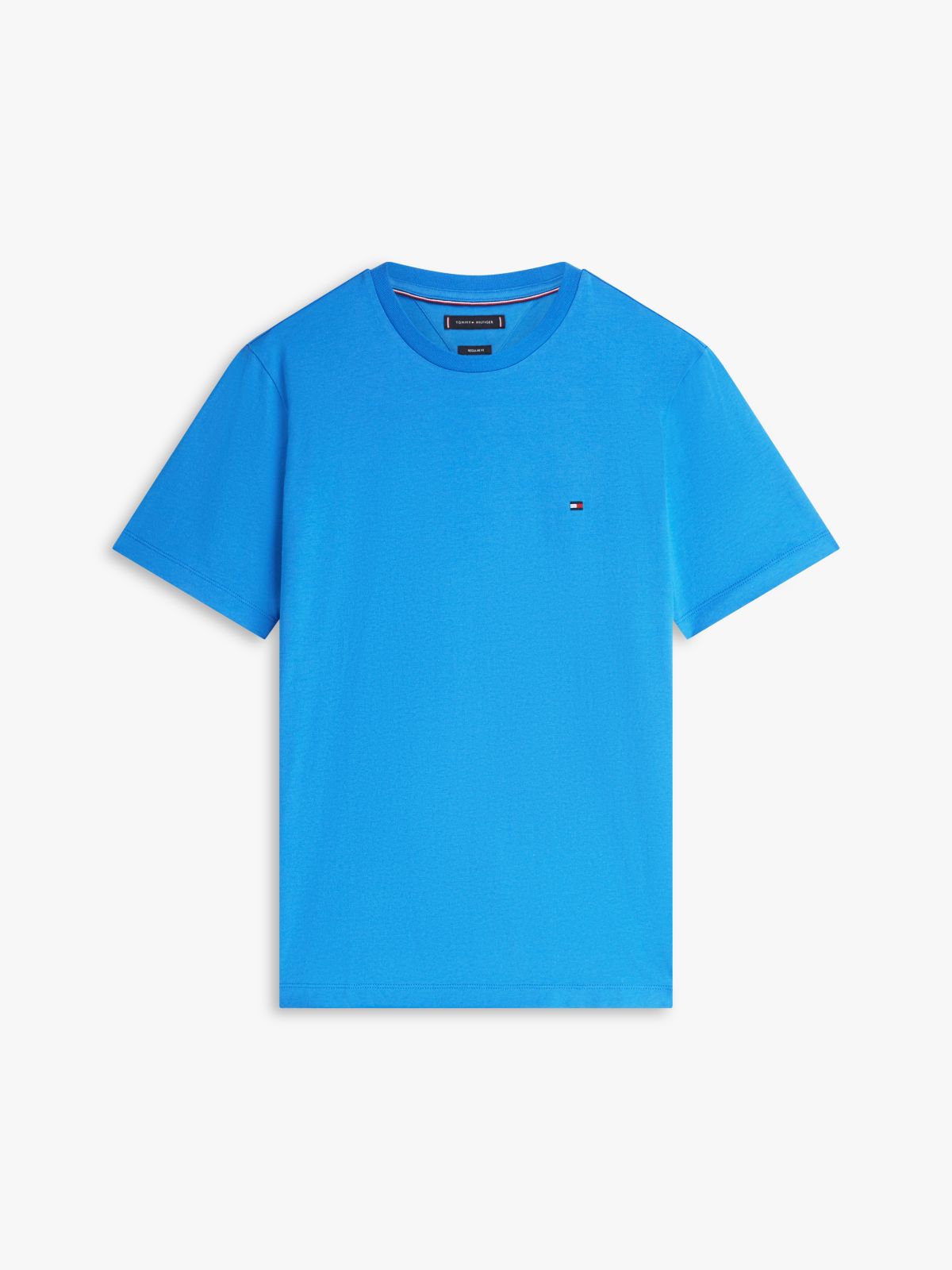 Flag Embroidery Jersey Crew Neck T-Shirt — Blue