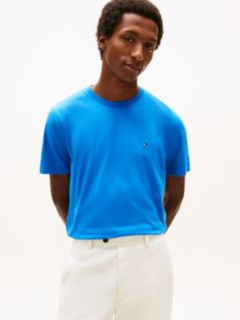 Flag Embroidery Jersey Crew Neck T-Shirt — Blue 1