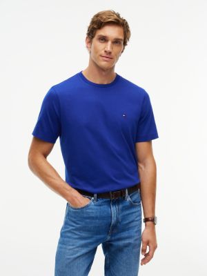 t-shirt en jersey à col ras-du-cou et drapeau blue pour hommes tommy hilfiger