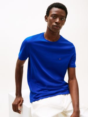 t-shirt à col ras-du-cou bleu pour hommes tommy hilfiger