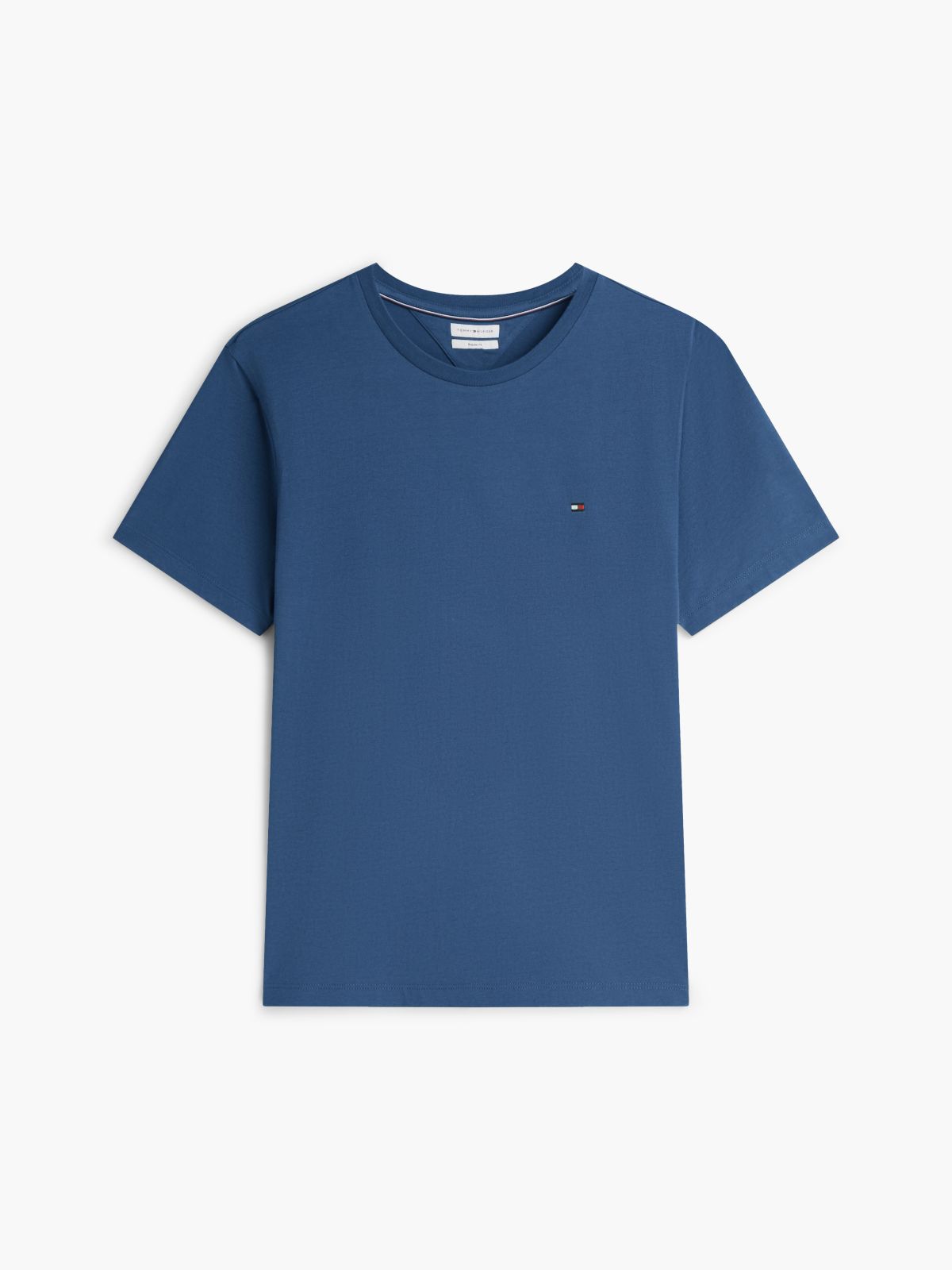 Flag Embroidery Jersey Crew Neck T-Shirt — Blue