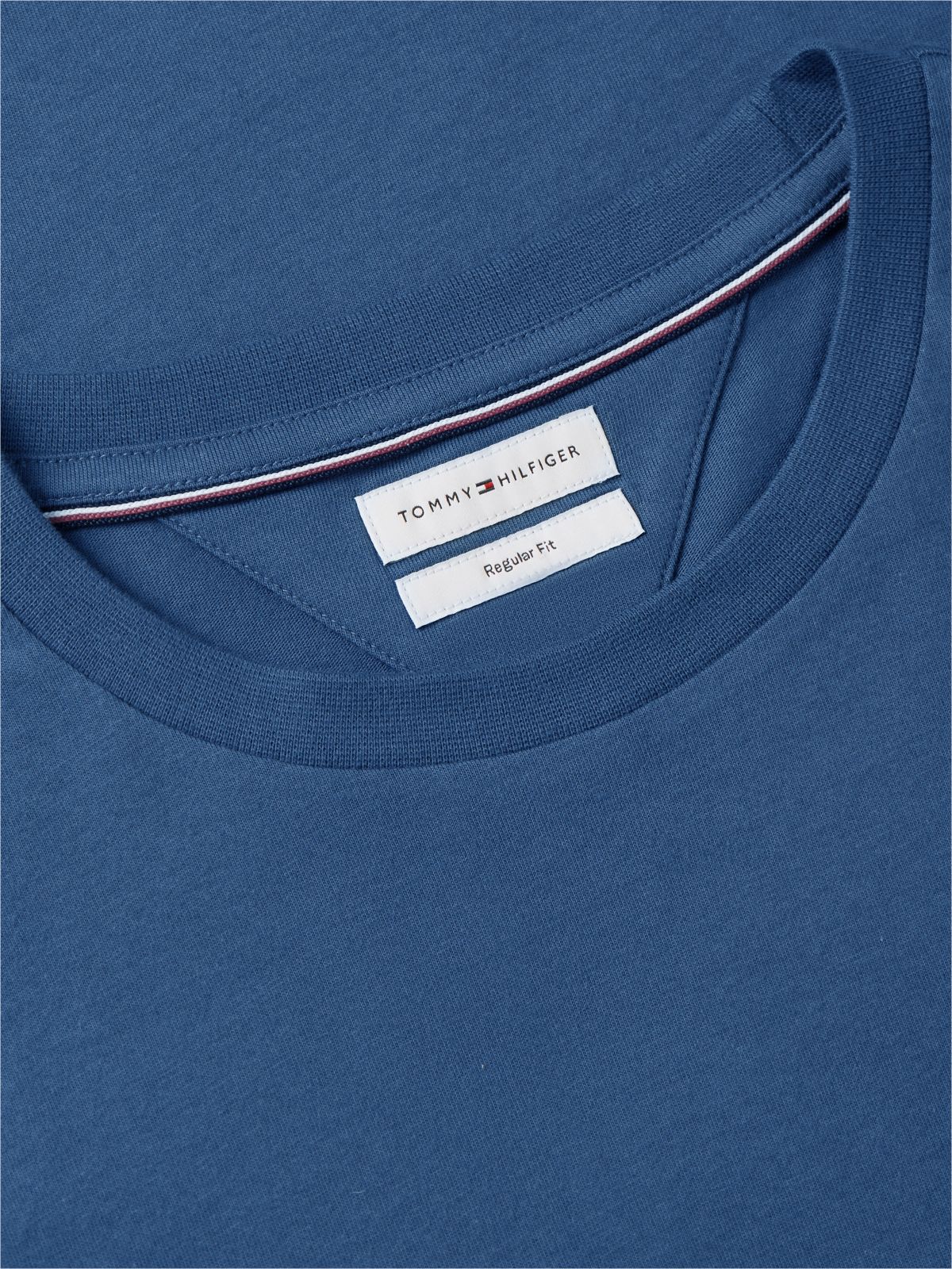 Flag Embroidery Jersey Crew Neck T-Shirt — Blue