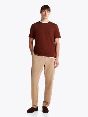 brown crew neck t-shirt for men tommy hilfiger