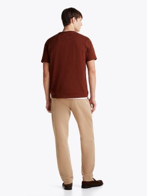 brown crew neck t-shirt for men tommy hilfiger
