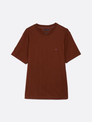 brown flag embroidery t-shirt for men tommy hilfiger