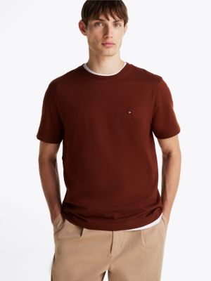 brown t-shirt met geborduurde vlag voor heren - tommy hilfiger