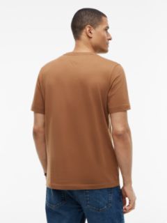 Flag Embroidery Jersey Crew Neck T-Shirt — Brown 4