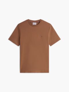Flag Embroidery Jersey Crew Neck T-Shirt — Brown 5