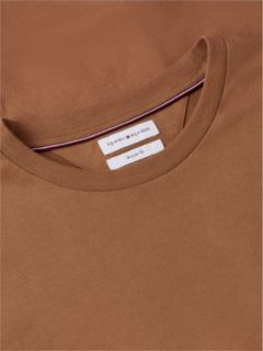 Flag Embroidery Jersey Crew Neck T-Shirt — Brown 6