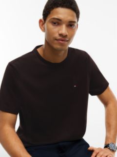 Flag Embroidery Jersey Crew Neck T-Shirt — Brown 3