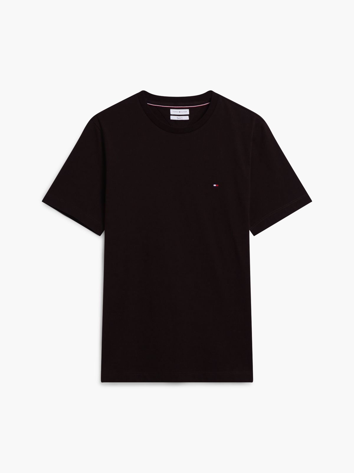 Flag Embroidery Jersey Crew Neck T-Shirt — Brown