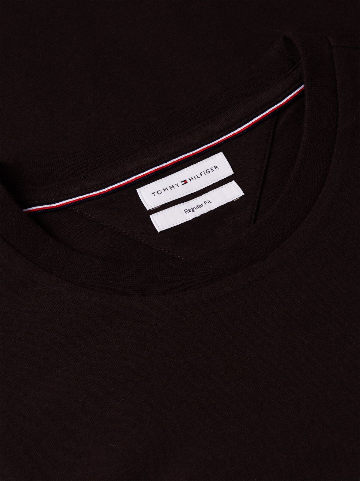 Flag Embroidery Jersey Crew Neck T-Shirt — Brown