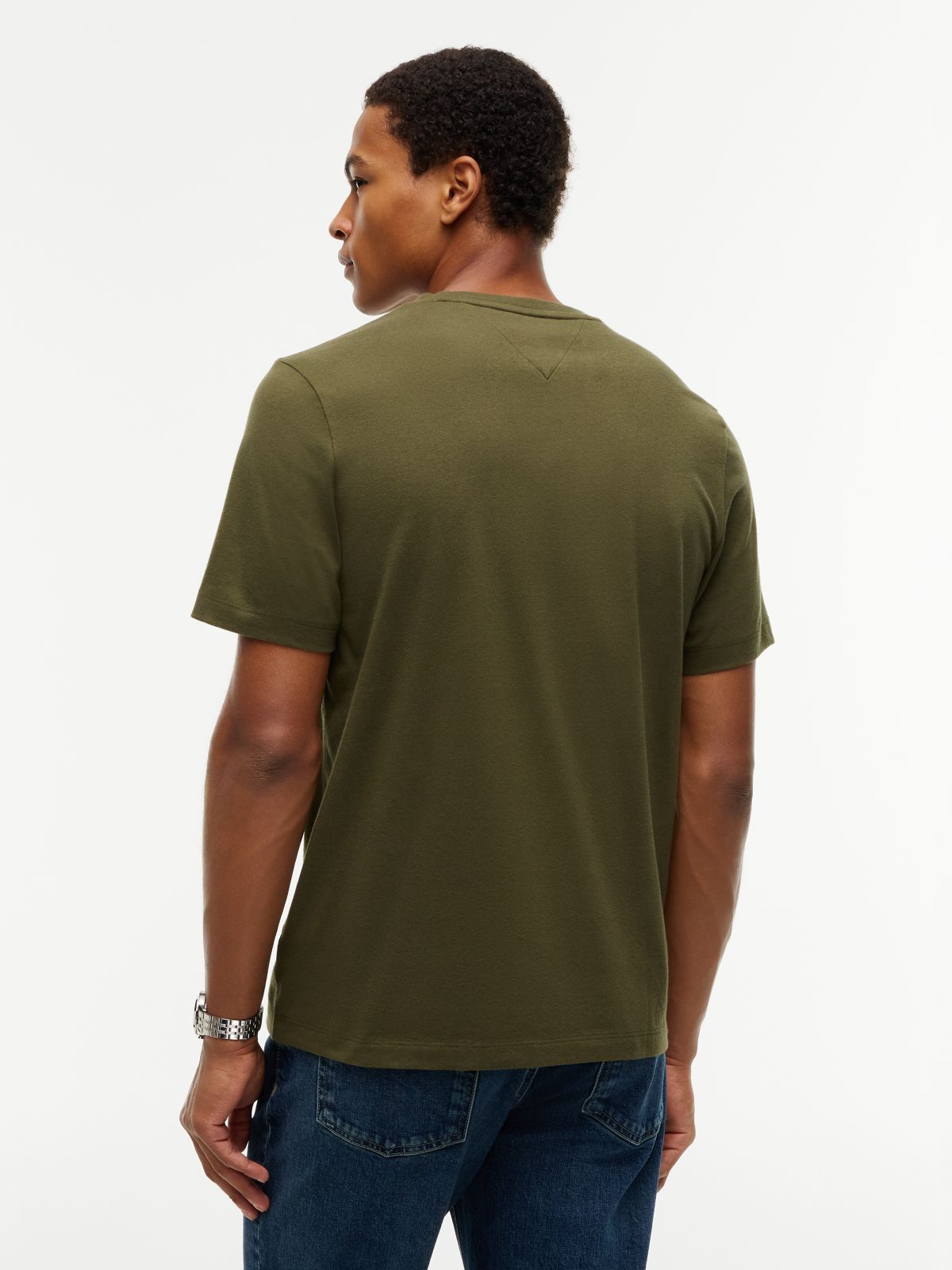 Flag Embroidery Jersey Crew Neck T-Shirt — Green