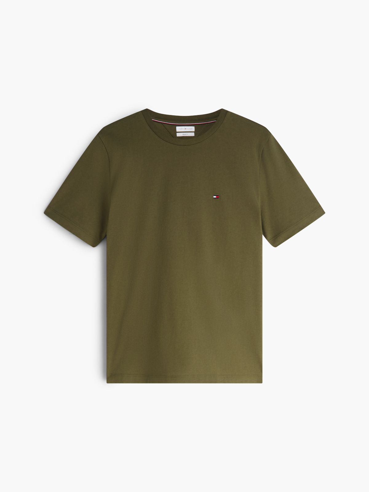 Flag Embroidery Jersey Crew Neck T-Shirt — Green