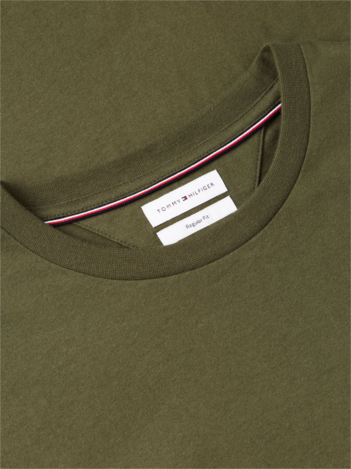 Flag Embroidery Jersey Crew Neck T-Shirt — Green
