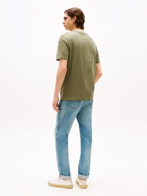 khaki flag embroidery t-shirt for men tommy hilfiger