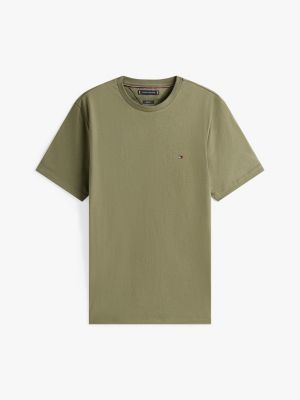 khaki t-shirt met geborduurde vlag voor heren - tommy hilfiger