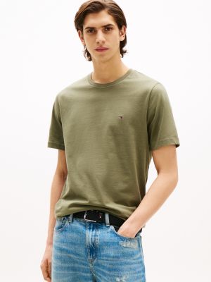 t-shirt à drapeau brodé khaki pour hommes tommy hilfiger