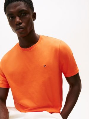 orange crew neck t-shirt for men tommy hilfiger