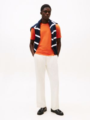 orange crew neck t-shirt for men tommy hilfiger