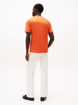 orange crew neck t-shirt for men tommy hilfiger