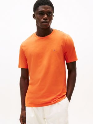 orange crew neck t-shirt for men tommy hilfiger