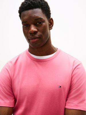 roze t-shirt met ronde hals voor heren - tommy hilfiger