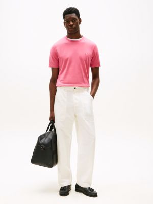 roze t-shirt met ronde hals voor heren - tommy hilfiger