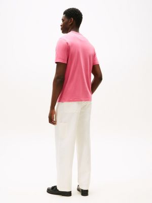 roze t-shirt met ronde hals voor heren - tommy hilfiger