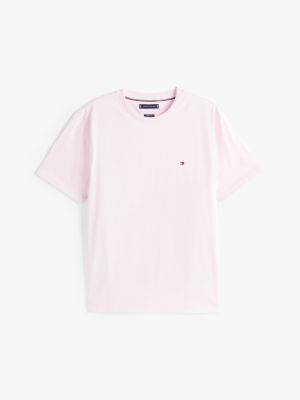 camiseta con logo bordado rosa de hombres tommy hilfiger