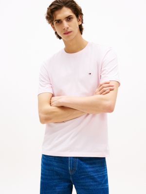 t-shirt à drapeau brodé pink pour hommes tommy hilfiger